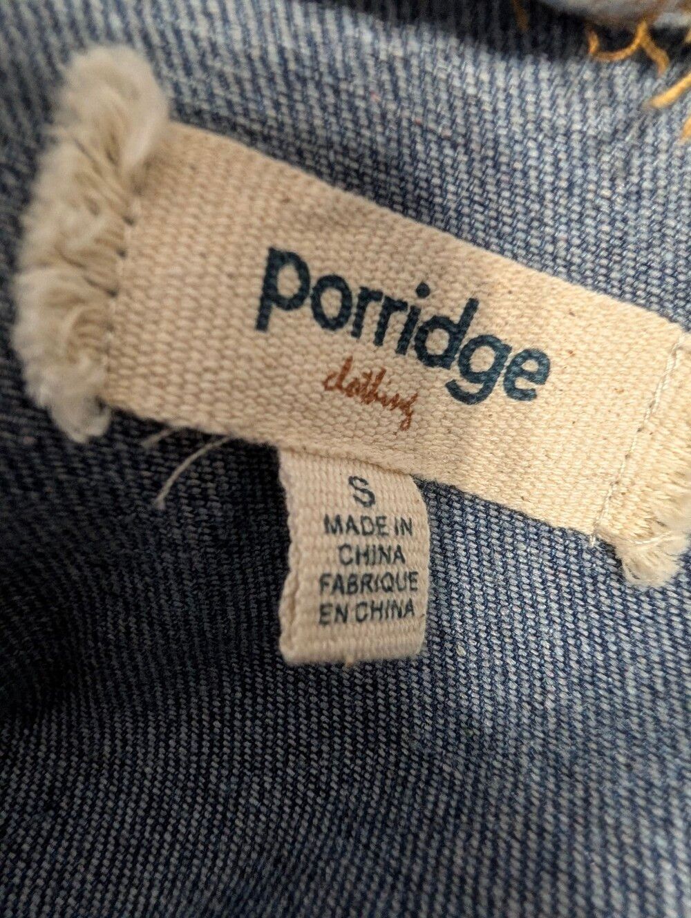 Porridge Denim Shift Dress Small Blue Relaxed A-Line Pocket Casual Boho Coastal - Picture 10 of 11